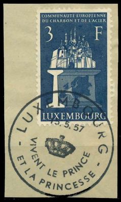 Luxemburg 1956 Nr 553 zentrisch gestempelt Briefstück X06A87E