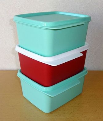 Tupperware® * * 3 x kleine Kühle-Ecke á 500 ml * * Kühlschrankbehälter - MINT + ROT