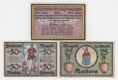 kompl. Serie mit 3 Banknoten Notgeld Stadt Haltern 1921