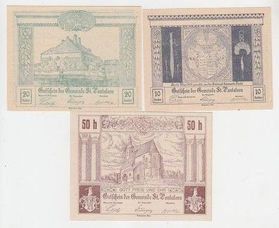 3 Banknoten Notgeld Gemeinde St. Pantaleon Österreich 1920