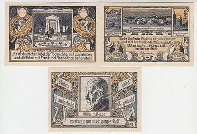Serie mit 3 Banknoten Notgeld Stadt Eschershausen 1921