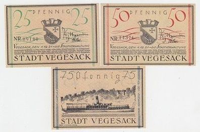 kompl. Serie mit 3 Banknoten Notgeld Stadt Vegesack 1921