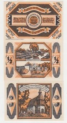 kompl. Serie mit 3 Banknoten Notgeld Gemeinde Kandrzin Pogorzelletz 1921
