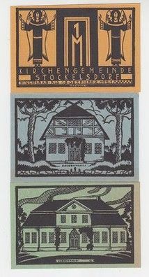 kompl. Serie mit 3 Banknoten Notgeld Kirchengemeinde Stockelsdorf 1921