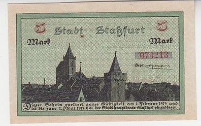 5 Mark Banknote Notgeld Stadt Staßfurt 1918