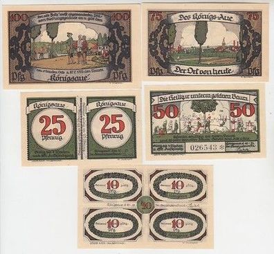 kompl. Serie mit 5 Banknoten Notgeld Gemeinde Königsaue 1921