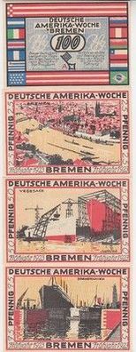 Serie mit 4 Banknoten Notgeld Bremen Deutsche Amerika Woche 1923