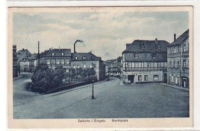 60996 Ak Zwönitz im Erzgebirge Marktplatz mit Gasthof zum Ross um 1930