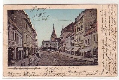 60637 Ak Bernburg an der Saale Markt mit Geschäften 1902