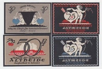 kompl. Serie mit 4 Banknoten Notgeld Gemeinde Altheide Polanica Zdroj um 1921