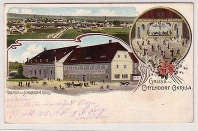 61328 Feldpost Ak Gruß aus Ottendorf Okrilla Gasthof zum schwarzen Ross 1915