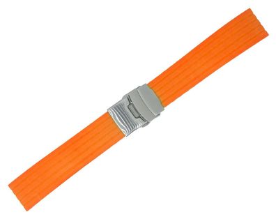 Minott Uhrenarmband Silikon orange weich Sicherheitsschließe silbern