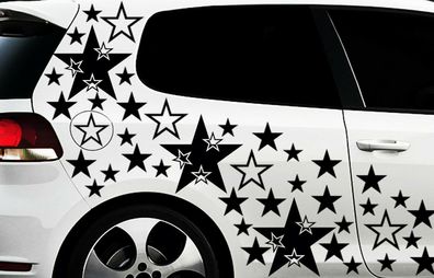 93- teiliges Sterne Star Auto Aufkleber Set Sticker Tuning Wandtattoo Blumen x1x