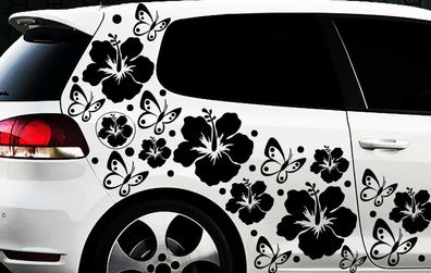 108- teiliges Auto Aufkleber Hibiskus Blumen Schmetterlinge HAWAII Wandtattoo yy