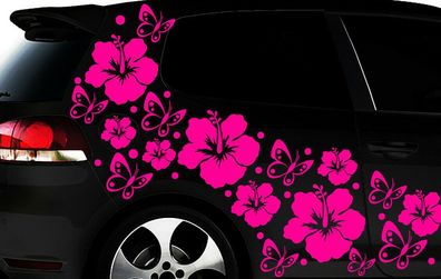108- teiliges Auto Aufkleber Hibiskus Blumen Schmetterlinge HAWAII Wandtattoo xx