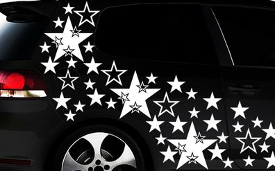 93- teiliges Sterne Star Auto Aufkleber Set Sticker Tuning Wandtattoo Blumen x1y