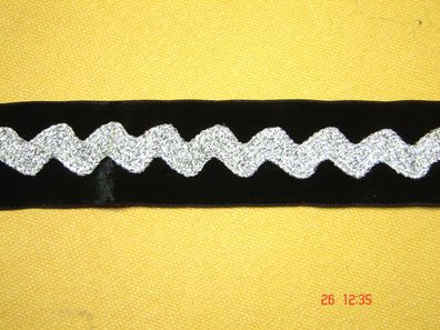 Kropfband mit Silberborte Halsband Samtband schwarz Choker Dirndlschmuck p