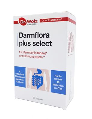 Dr. Wolz Darmflora plus select 80 Kapseln 8 Milchsäurebakterien 12 Mrd. pro Kapsel