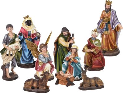 XL Krippe Figuren Set - 11-teilig - Weihnachten Advent Tisch Deko Zubehör
