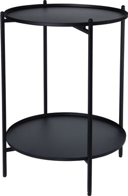 Metall Beistelltisch schwarz 50x35 cm - 2 Ablagen / klappbar - Couchtisch Tisch