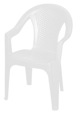 Gartenstuhl weiß - Rattan Optik - Monoblock Garten Kunststoff Stapel Stuhl
