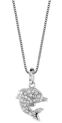 trendor Schmuck Halskette für Frauen mit Delfin-Anhänger 925 Silber 48801