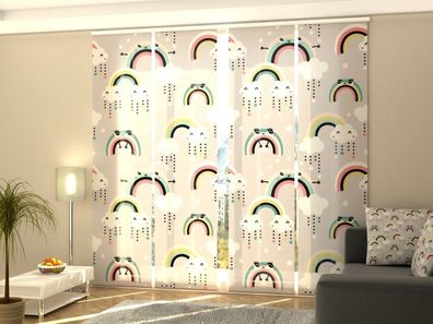Schiebegardine "Lustiges Regenbogen" Flächenvorhang Gardine Vorhang mit 3D Druckmotiv