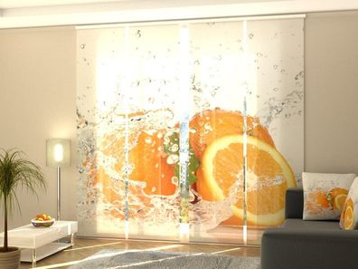 Schiebegardine "Saftige Orange" Flächenvorhang Gardine Vorhang mit 3D Druckmotiv