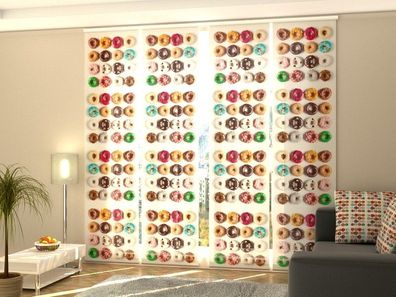 Schiebegardine "Sweet Donuts" Flächenvorhang Gardine Vorhang mit 3D Fotomotiv auf Maß