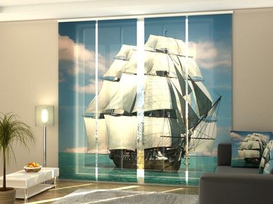 Schiebegardine "Traumhaftes Segelschiff" Flächenvorhang Gardine Vorhang mit Fotomotiv