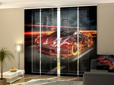 Schiebegardine "Heisser Sportwagen" Flächenvorhang Gardine Vorhang mit 3D Druckmotiv