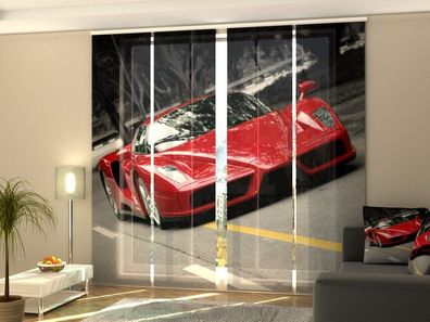 Schiebegardine "Roter Sportwagen" Flächenvorhang Gardine Vorhang mit 3D Druckmotiv