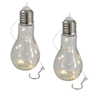 LED Glühbirne mit Draht Lichterkette - 2 Stück - Glas Glühlampe Hänge Lampe Deko