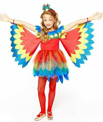 Parrot Papageienkostüm Papagei Vogel Kostüm Kinder Mädchen Regenbogen 110-152