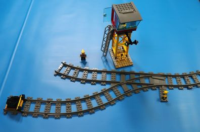 LEGO® Eisenbahn 1x Weiche links 1x gerade 3x gebogene + Leitstelle + Prellbock Nr.3