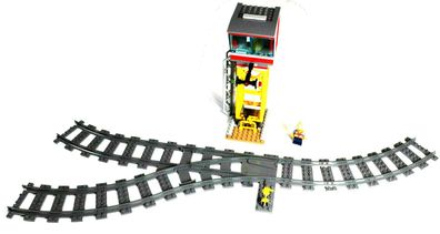 LEGO® Eisenbahn Schienen Erweiterung 1x Weiche links 4x gebogene + Leitstelle