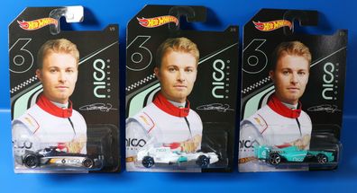 Mattel Hot Wheels cars 3er Set Nico Rosberg Serie