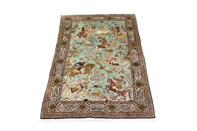 Original handgeknüpfter persischer Ghoum Seide -Teppich Maß: 1,80x1,09