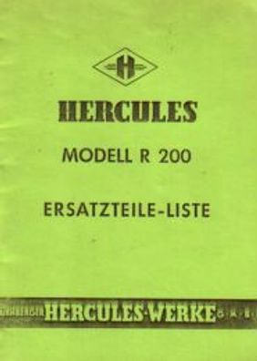 Ersatzteilliste Hercules Modell R 200 R 200 Roller, Motorroller, Oldtimer