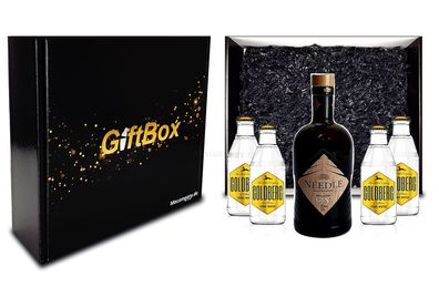 Mixcompany Geschenkset - Needle Blackforest Dry Gin 0,5L (40% Vol) + 4 x Goldbe