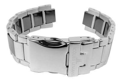 Jacques Lemans | Uhrenarmband, Edelstahl/ Ceramic, silbern/ schwarz 40-3 A