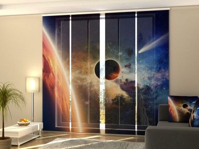 Schiebegardine "Sterne und Kometen" Flächenvorhang Gardine Vorhang mit 3D Druckmotiv