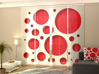 Schiebegardine "Rote Kreise" Flächenvorhang Gardine Vorhang mit 3D Druckmotiv auf Maß