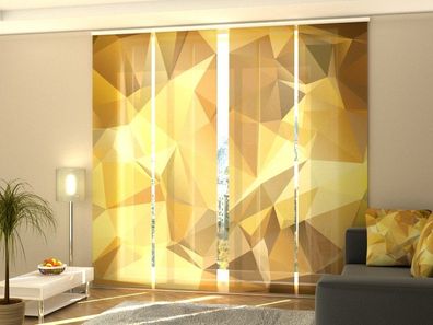 Schiebegardine "Goldene Abstraktion" Flächenvorhang Gardine Vorhang mit 3D Druckmotiv