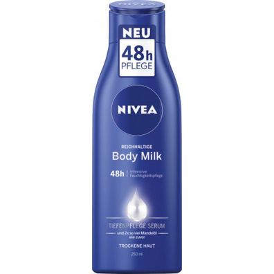 27,92EUR/1l Nivea Body Milk 250ml Flasche gegen trockene Haut 48h