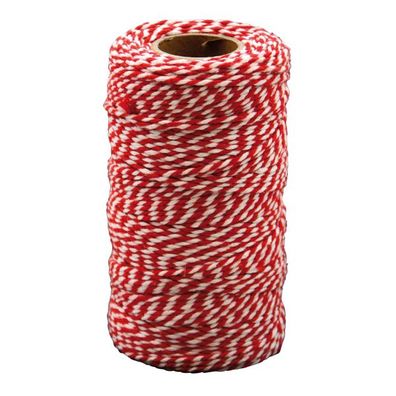 Baumwollkordel rot/ weiß, 100 m Rolle