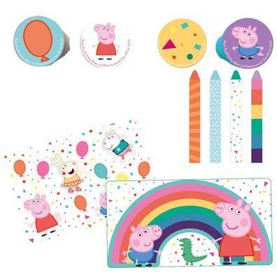 Peppa Pig Wutz 16-teiliges Mal- und Bastel Set für 4 Kinder Schreibset Sticker