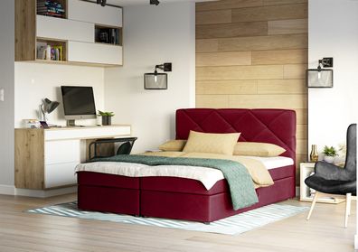 Boxspringbett Schlafzimmerbett MILTON 180x200cm Rot