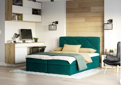 Boxspringbett Schlafzimmerbett MILTON 140x200cm Meeresgrün