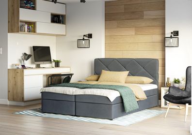 Boxspringbett Schlafzimmerbett MILTON 140x200cm Grau